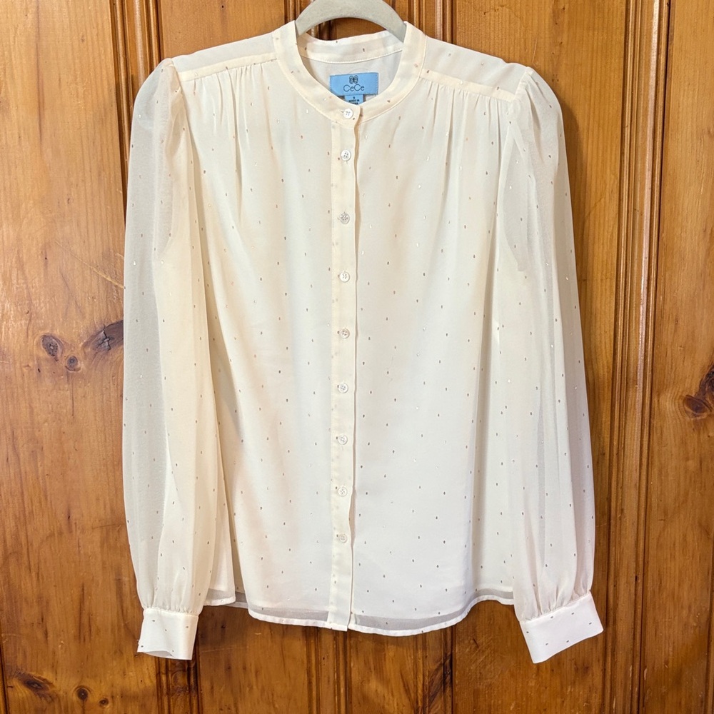 CeCe Cream Button-Up Blouse - Size Small